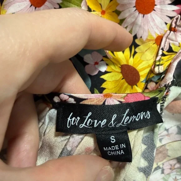 For Love & Lemons Daisy Floral Babydoll Mini Dress Puff Sleeve Cottagecore
